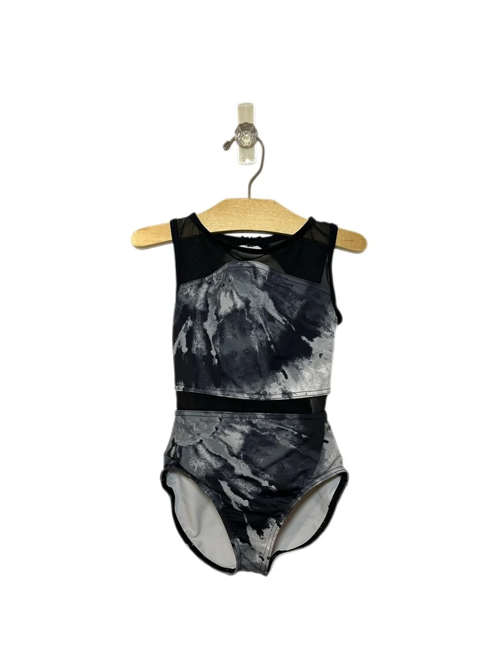 Balera Girls Small Black & Gray Tie-Dye One-Piece Dance Leotard